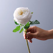 1 Branch 17 Fake Austin Rose Flowers - Artificialmerch