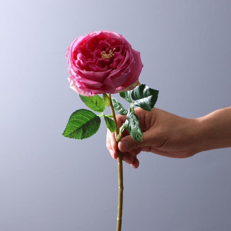 1 Branch 17 Fake Austin Rose Flowers - Artificialmerch