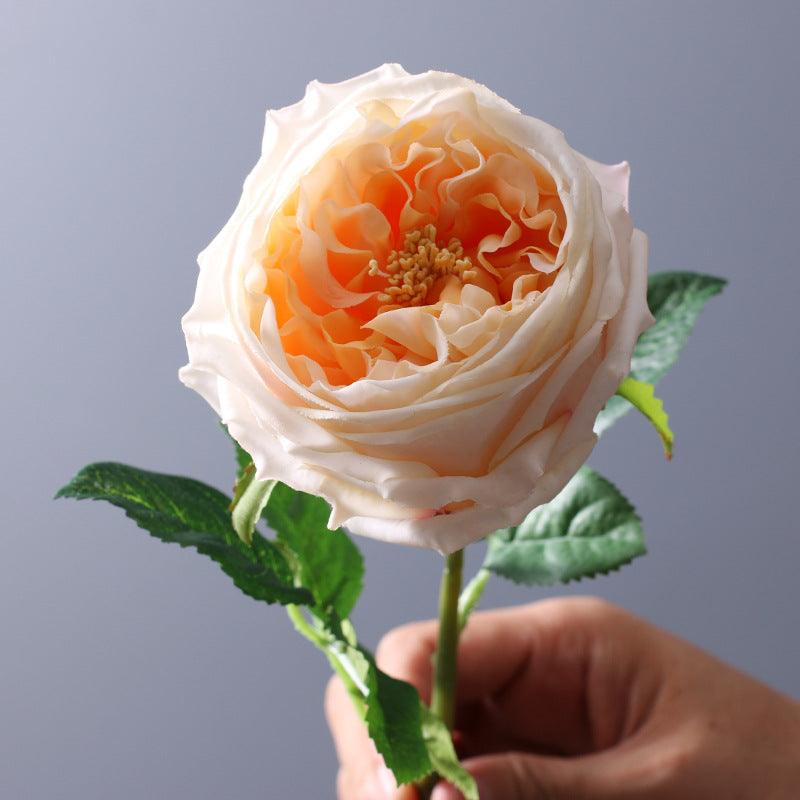 1 Branch 17 Fake Austin Rose Flowers - Artificialmerch