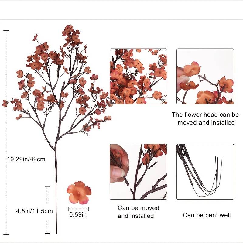 19 Inch Silk Faux Baby's Breath Artificial Flowers for DIY Bouquets and Home Decor