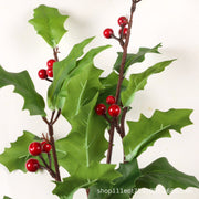 Artificial Holly Leaves and Red Berries Branches, Bulk Winter Decor, 12 Inch, 10 Pcs