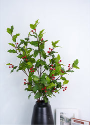 Artificial Holly Leaves and Red Berries Branches, Bulk Winter Decor, 12 Inch, 10 Pcs