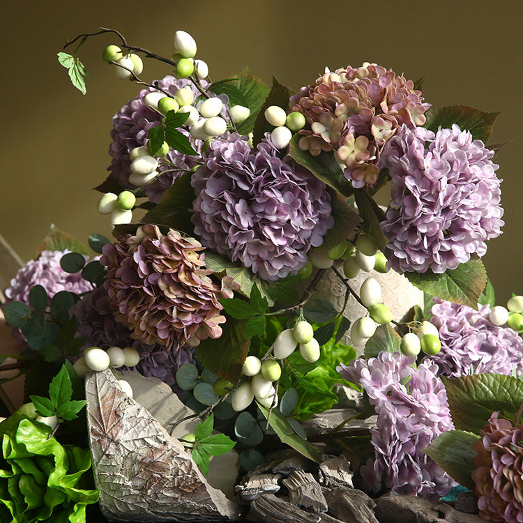 21 Inch Real Touch Hydrangea Stems 10 Pcs Artificial Silk Flowers Fall Winter Decor