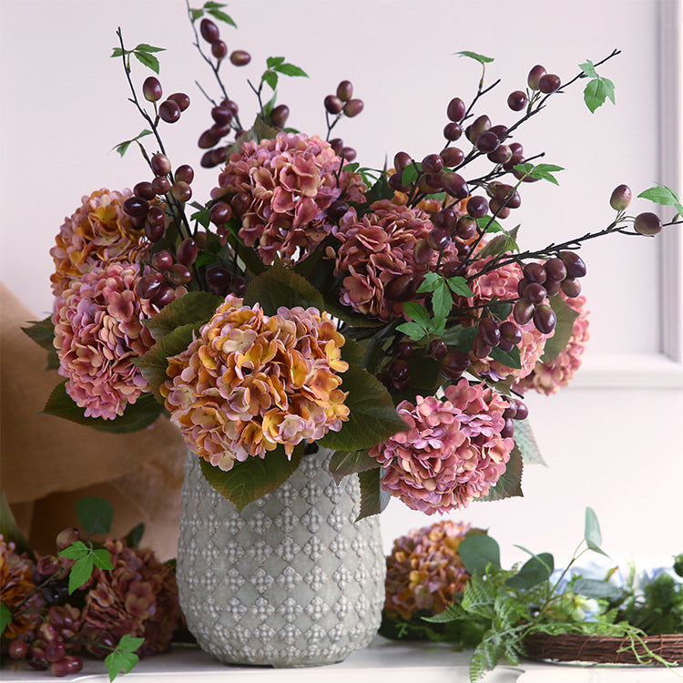 21 Inch Real Touch Hydrangea Stems 10 Pcs Artificial Silk Flowers Fall Winter Decor