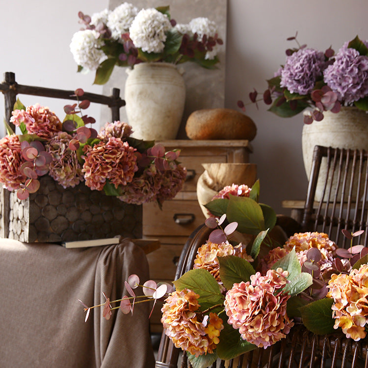 21 Inch Real Touch Hydrangea Stems 10 Pcs Artificial Silk Flowers Fall Winter Decor