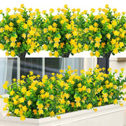 8 Bundles Artificial Flowers Plants UV Resistant Outdoor Durable Bulk Set