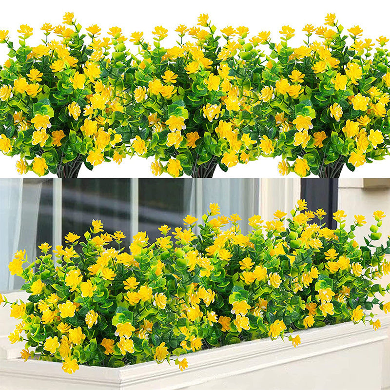 8 Bundles Artificial Flowers Plants UV Resistant Outdoor Durable Bulk Set