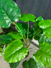 28 Inch Artificial Elephant Leaf Plant Tree with Black Pot, Large Faux Indoor Outdoor Decor, Bulk Quantity