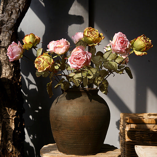 26 Inch Quicksand Silk Roses Stems, 10 Pcs Bulk Fall Artificial Flowers
