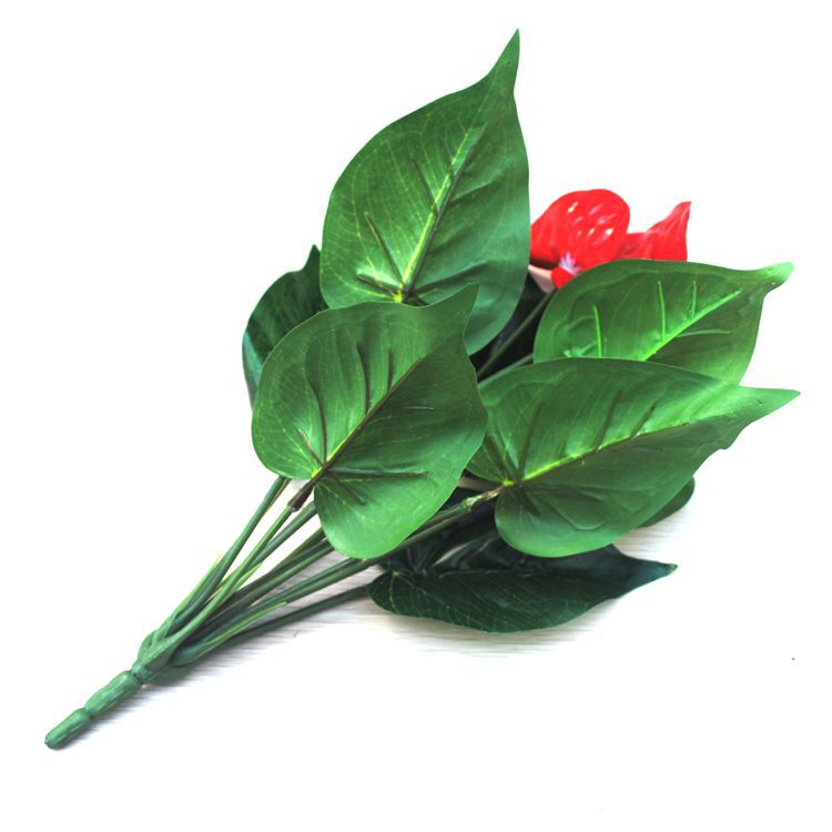 12 Inch Red Anthurium Bush 6 Stems Artificial Silk Flowers UV Resistant