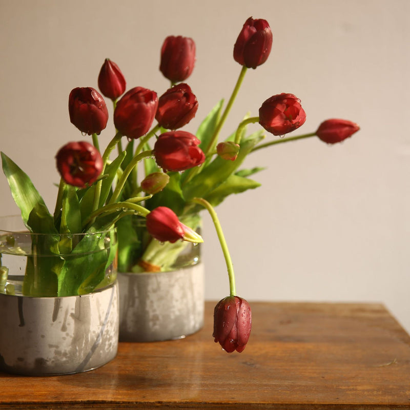 15 Inch Real Touch Tulip Stems Bundle 10 Pcs Artificial Silk Flowers