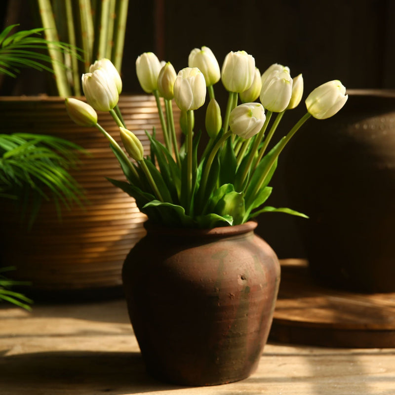 15 Inch Real Touch Tulip Stems Bundle 10 Pcs Artificial Silk Flowers