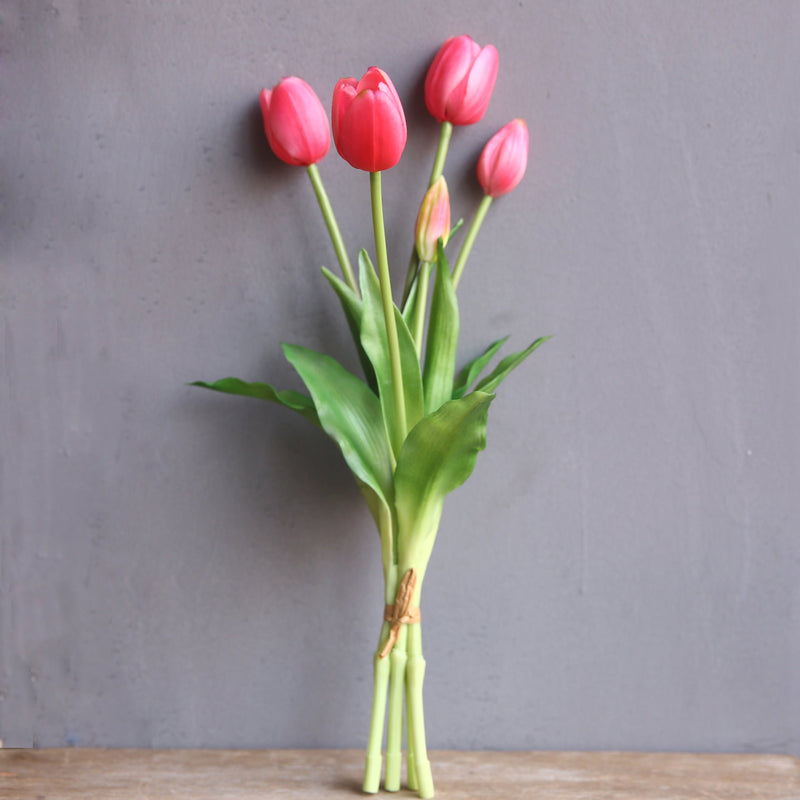 15 Inch Real Touch Tulip Stems Bundle 10 Pcs Artificial Silk Flowers