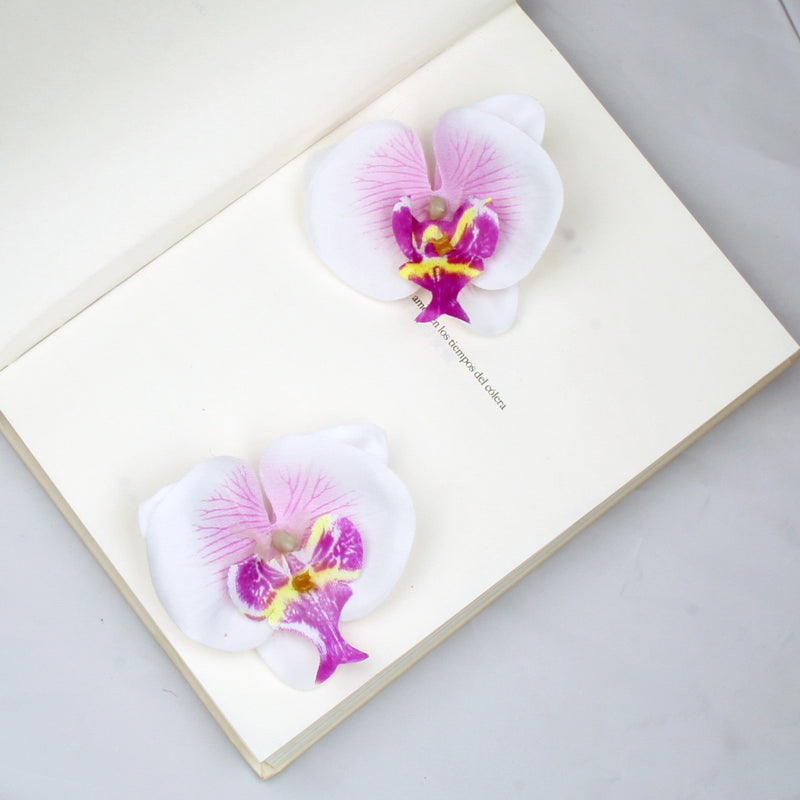 20 Pcs Artificial Phalaenopsis Butterfly Orchid Flower Heads for Crafts Cake Decorations