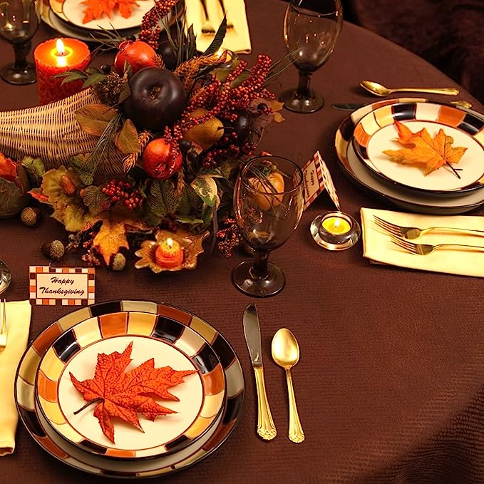 50 Pcs Artificial Maple Leaves Autumn Decorations for Thanksgiving Cake Presentation & Packaging