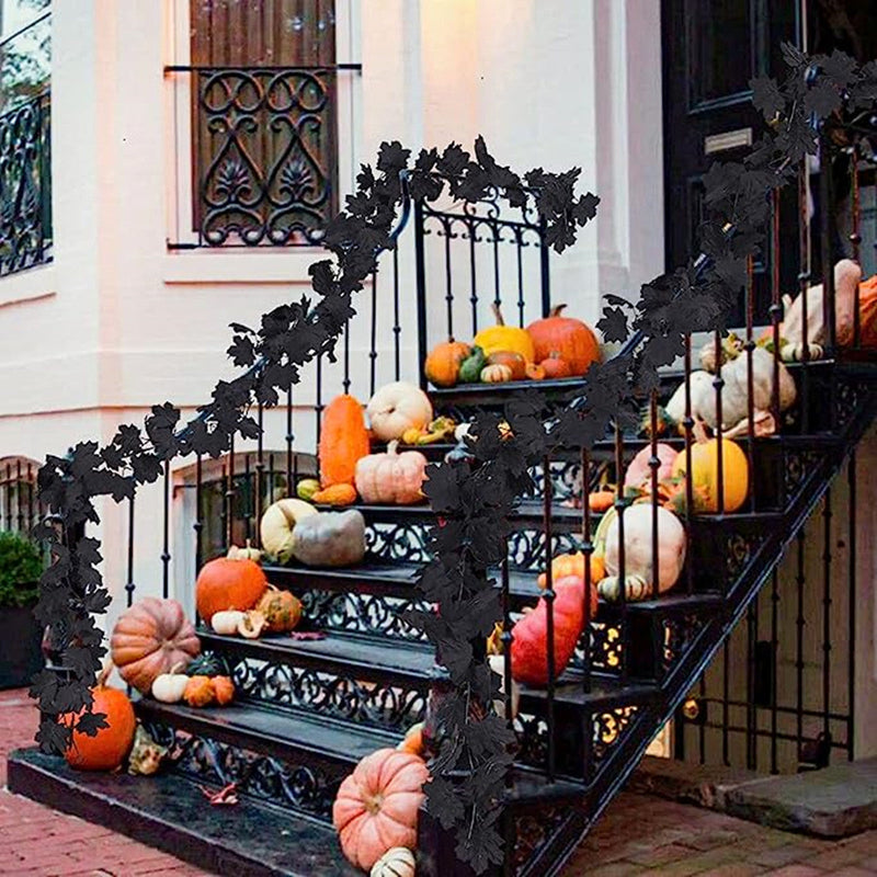 Black Artificial Hanging Garland for Halloween Decorations, 10 Ft Bulk Halloween Garland