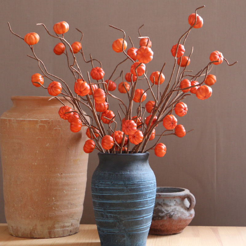 10 Pcs 27.5 Inch Artificial Pumpkin Branches Bouquet Fall Decor for Thanksgiving Home