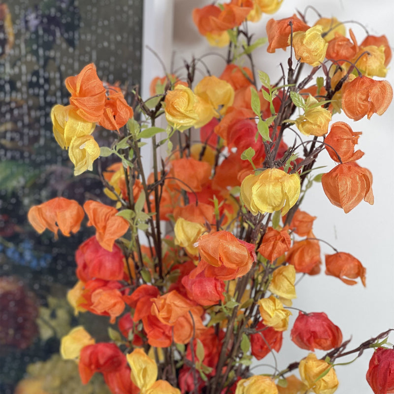 2 Pcs Artificial Fall Lantern Fruit Bush Floral Arrangement for Home Wedding Thanksgiving Decoration