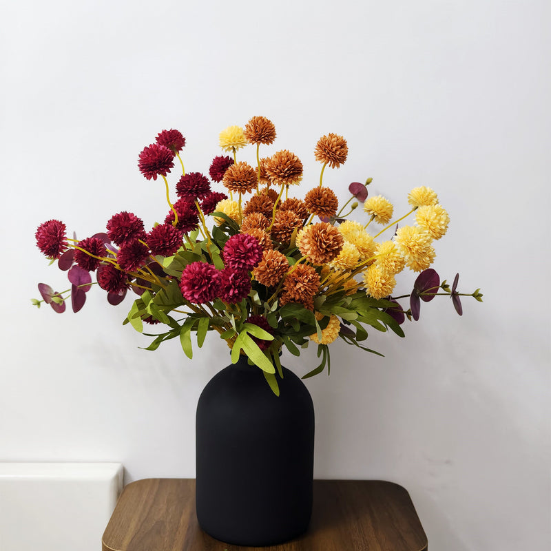 17 Branches Fall Artificial Silk Mums Bouquet, 17 Stems, Multi-Color, Silk Flowers for Table Centerpieces