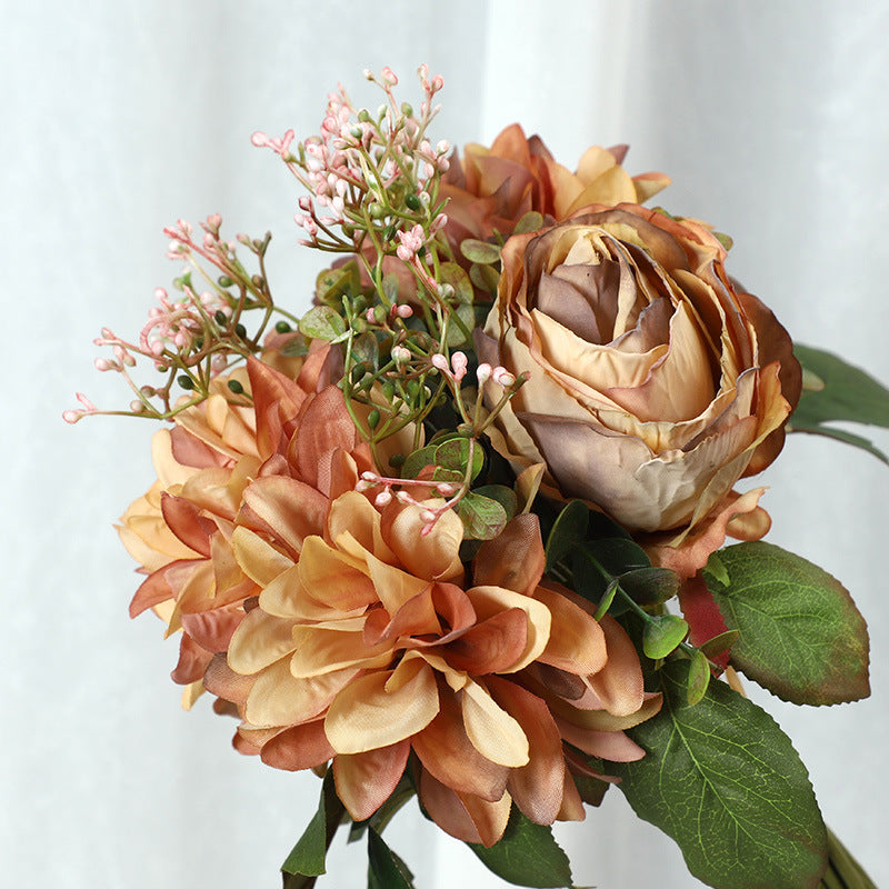 Silk Artificial Dahlia Fall Flowers Bouquet, Small, Bulk Quantity for Arrangements