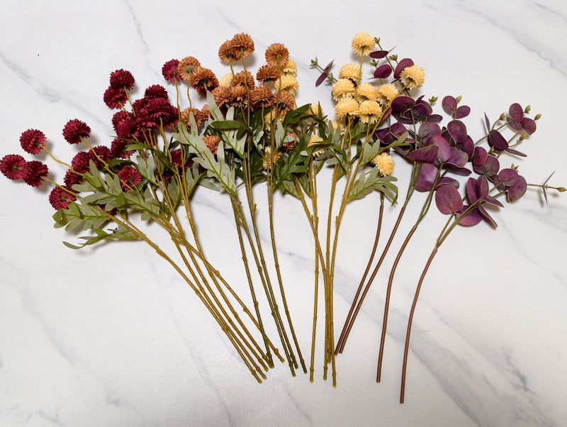 17 Branches Fall Artificial Silk Mums Bouquet, 17 Stems, Multi-Color, Silk Flowers for Table Centerpieces