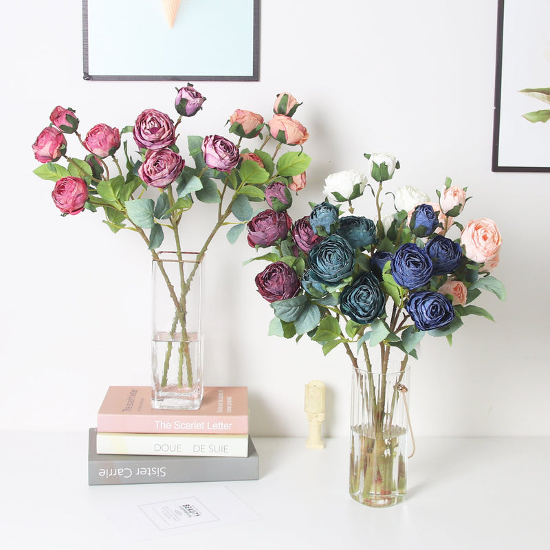 20 Inch Burnt Peony Spray Stems 6 Pcs Artificial Silk Fall Flowers Branches