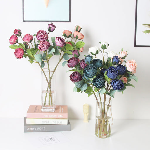 20 Inch Burnt Peony Spray Stems 6 Pcs Artificial Silk Fall Flowers Branches