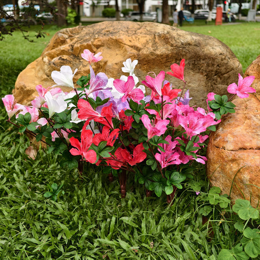 2 Pcs Artificial Silk Azalea Hanging Flowers, Realistic Faux Blooms, UV Resistant, No Fade, for Home Garden Balcony Yard