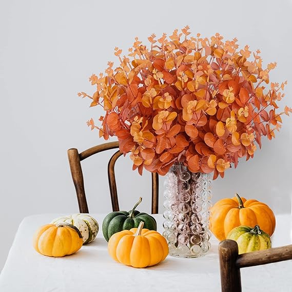 18 Inch Faux Eucalyptus Bush 10 Pcs Greenery Artificial Plants for Autumn Winter Arrangements