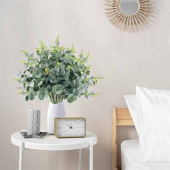 18 Inch Faux Eucalyptus Bush 10 Pcs Greenery Artificial Plants for Autumn Winter Arrangements