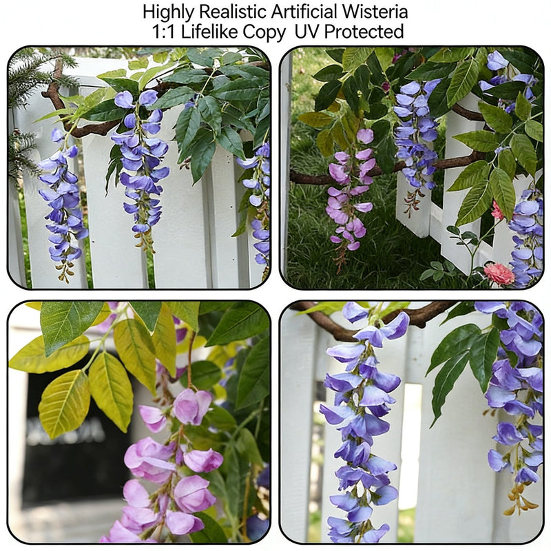 2026 UV Resistant Artificial Wisteria Stems & Hanging Vines, Bulk Wedding Patio Garden Decor