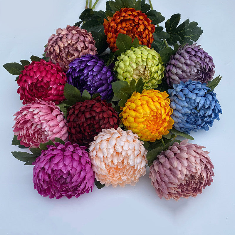5 Pcs Faux Chrysanthemum Kiku Flower Buds Stems, 14 Colors, 14 Inch Artificial Autumn Flowers for Centerpiece