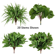 Faux Eucalyptus Long Leaf Plant Stem, Artificial Silk Green Foliage, 12 Inch, 10 Pcs