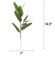 Faux Eucalyptus Long Leaf Plant Stem, Artificial Silk Green Foliage, 12 Inch, 10 Pcs