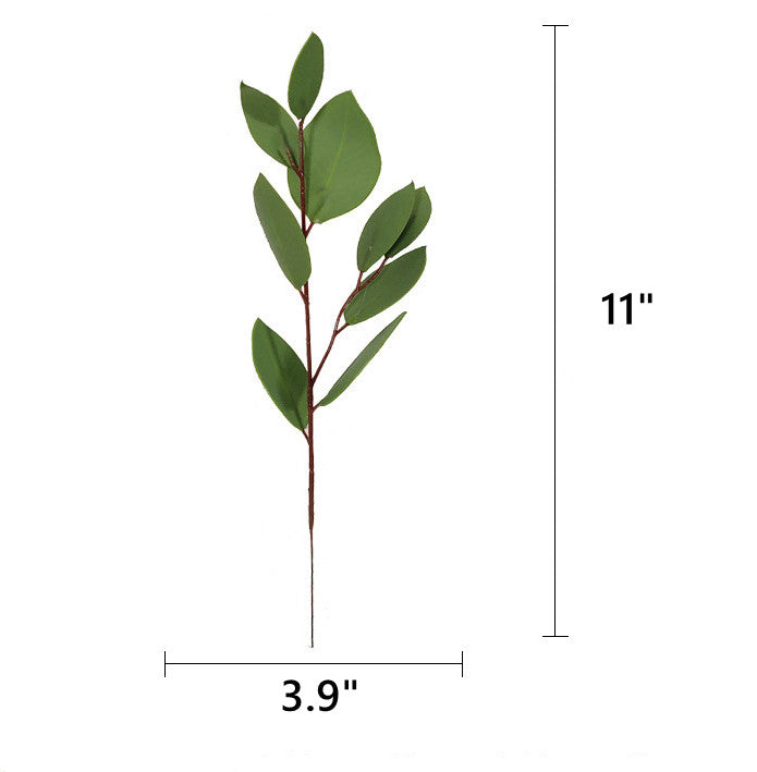 Faux Eucalyptus Long Leaf Plant Stem, Artificial Silk Green Foliage, 12 Inch, 10 Pcs