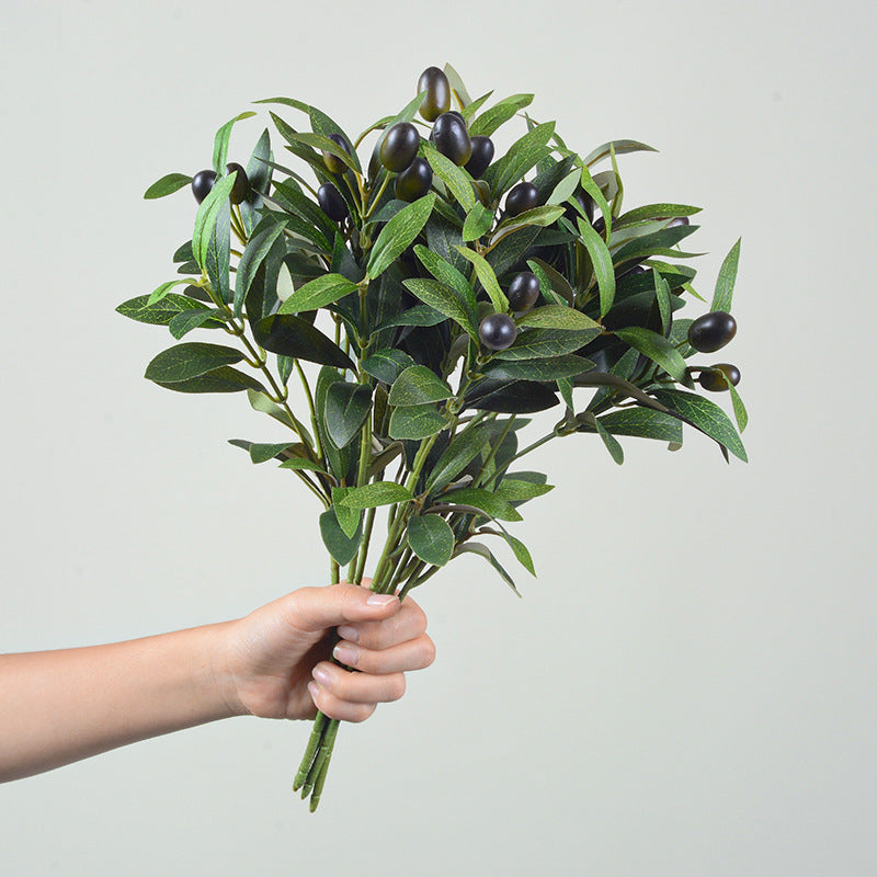 15 Inch Artificial Olive Leaf Stems, 10 Pcs Bulk Silk Tree Branches