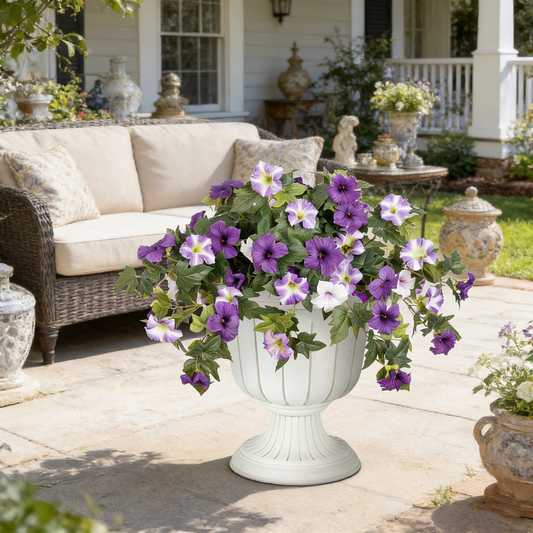 2 Pcs Artificial UV Resistant Petunia Flowers for Outdoor Garden Porch Decor