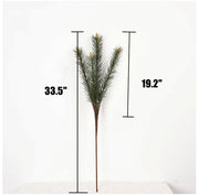 33.46 Inch Artificial Faux Pine Branches with Buds, Bulk Winter Christmas Decor