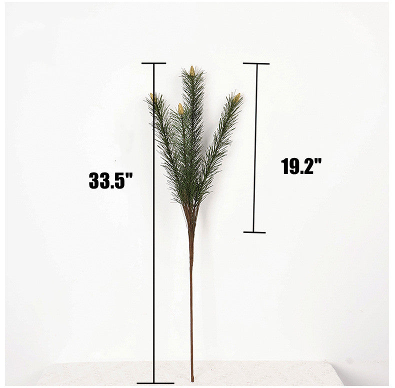 33.46 Inch Artificial Faux Pine Branches with Buds, Bulk Winter Christmas Decor