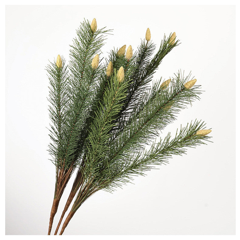 33.46 Inch Artificial Faux Pine Branches with Buds, Bulk Winter Christmas Decor
