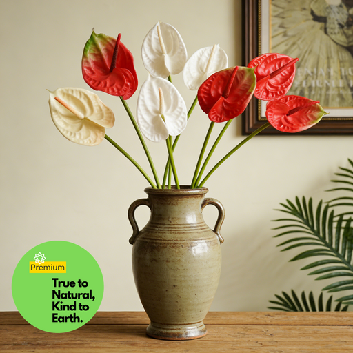 15 Inch Real Touch Anthurium Stem - Lifelike Artificial Flower for Wedding and Home Decor
