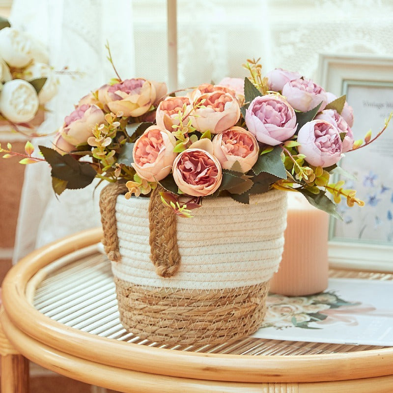 10 Inch Artificial Cabbage Rose Bushes, 10 Pcs Faux Silk Flower Bouquets for Wedding Home Party Decor