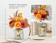 Artificial Silk Flowers Arrangement in Vase, Bulk Faux Floral Decor, Multiple Stems
