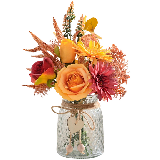 Artificial Silk Flowers Arrangement in Vase, Bulk Faux Floral Decor, Multiple Stems