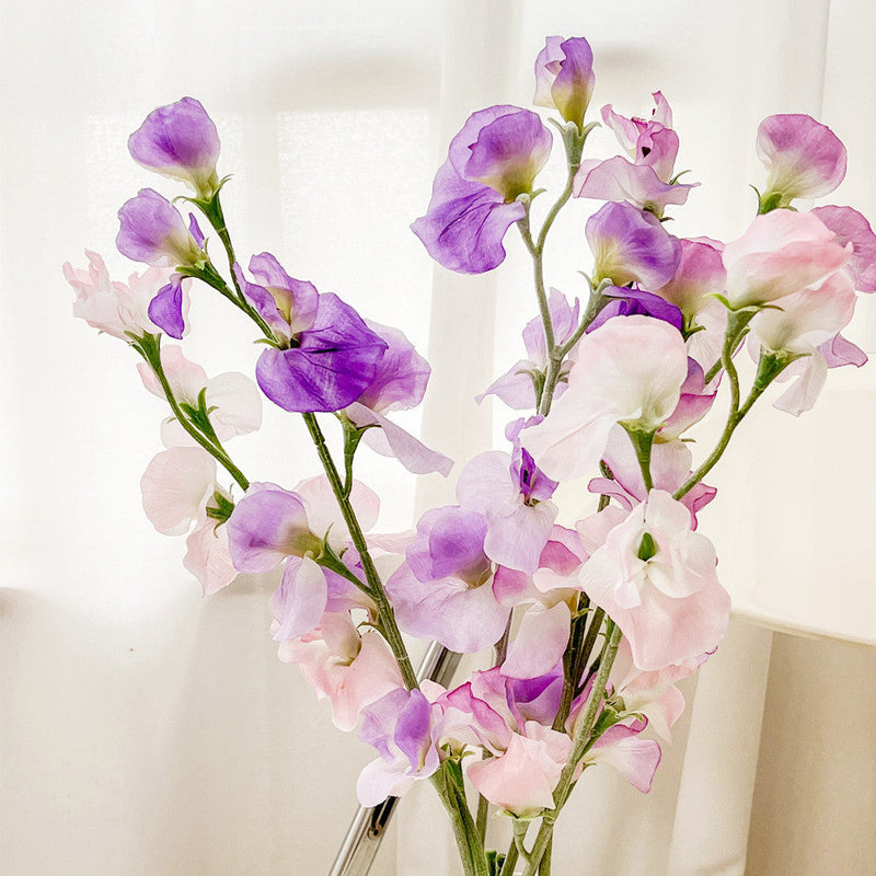 2 Branches Artificial Silk Sweetpea Flowers, Pink, 12 Inch