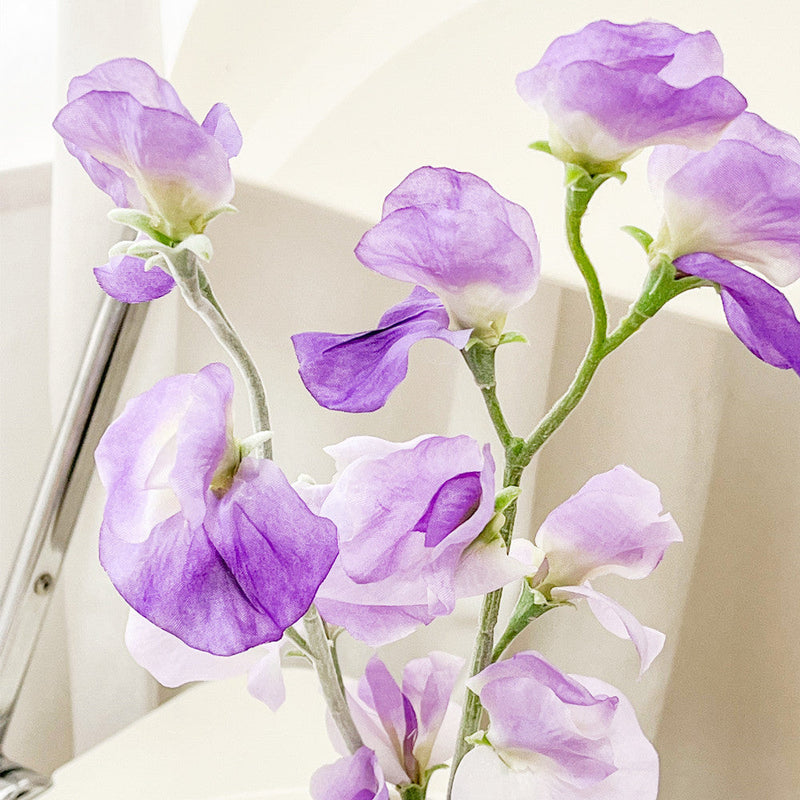 2 Branches Artificial Silk Sweetpea Flowers, Pink, 12 Inch