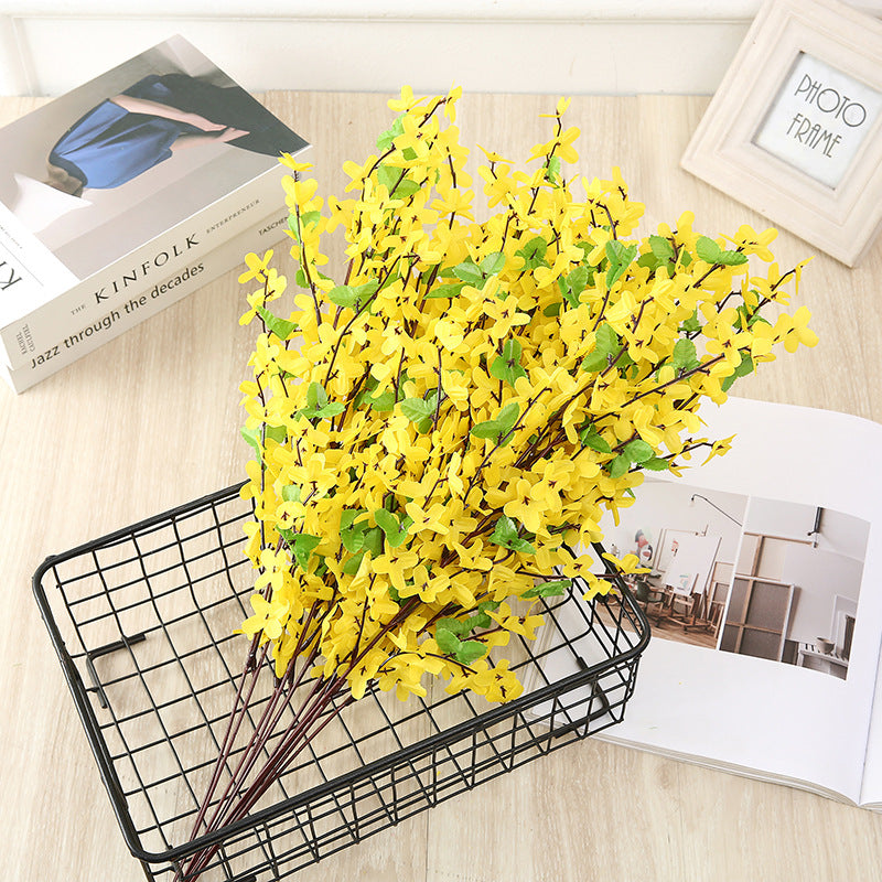 3 Pcs 25.5 Inch Faux Forsythia Blossom Stems Artificial Spring Flowers
