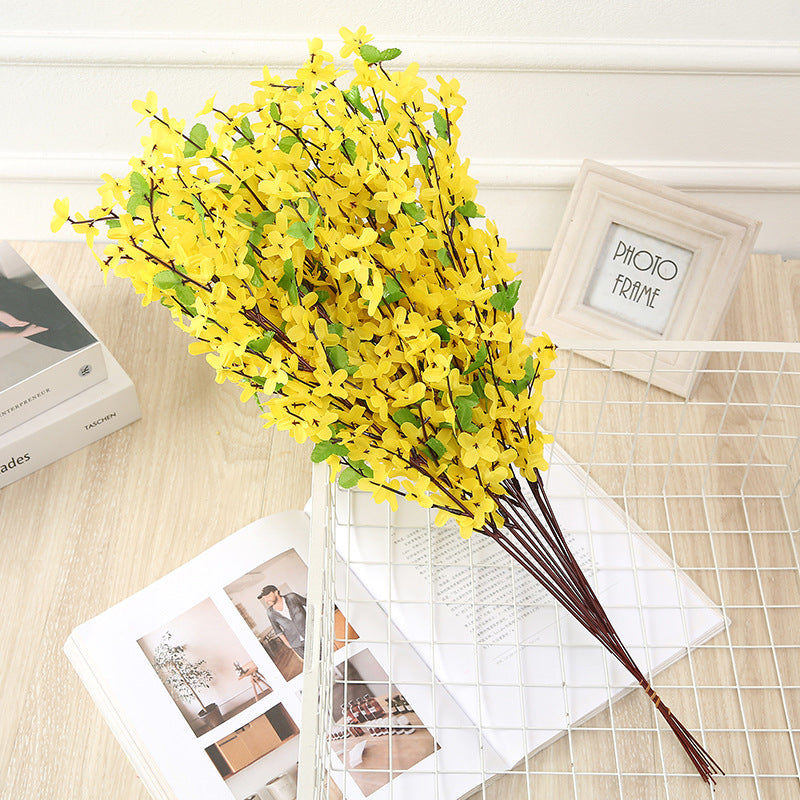 3 Pcs 25.5 Inch Faux Forsythia Blossom Stems Artificial Spring Flowers