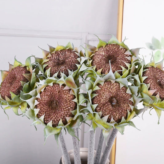 Faux Sunflower Buds Bouquet - 24.41 Inch Realistic Silk Flowers for Wedding, Table Decor & Wholesale