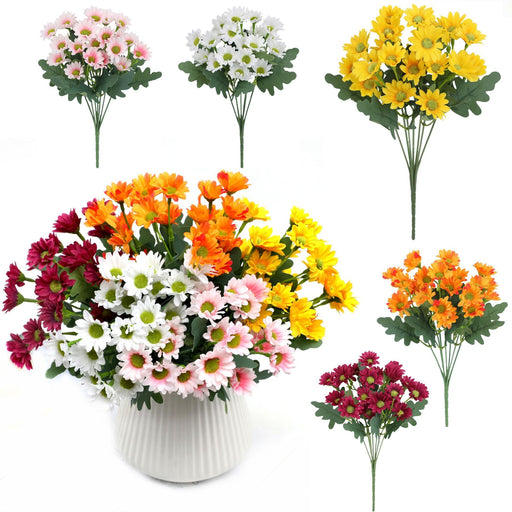 Artificial Daisy Flower Bush Bouquet 10 Pcs UV Resistant Fall Decor for Indoor Garden Window